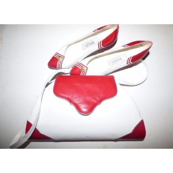 Vintage Bally White Leather w Brick Red Accents Shoulder Satchel - Picture 4 of 5